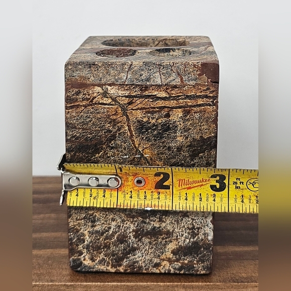 Genuine Marble Bathroom Vanity Brown Tan 2 Toothbrush/Toothpaste Holder - Picture 10 of 14